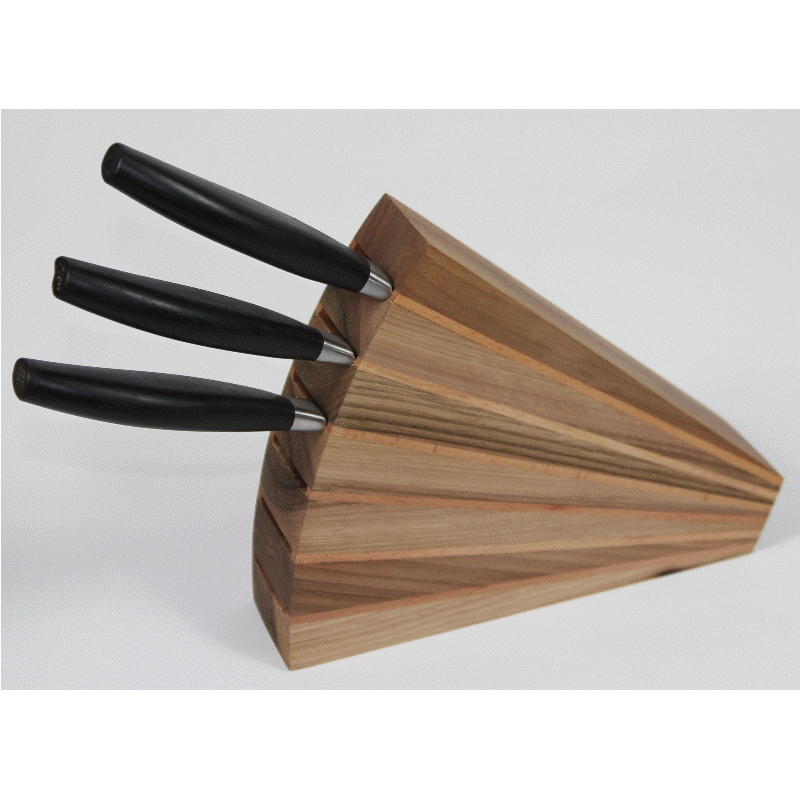 Knivblok til 6 knive - Valnød og Kirsebærtræ