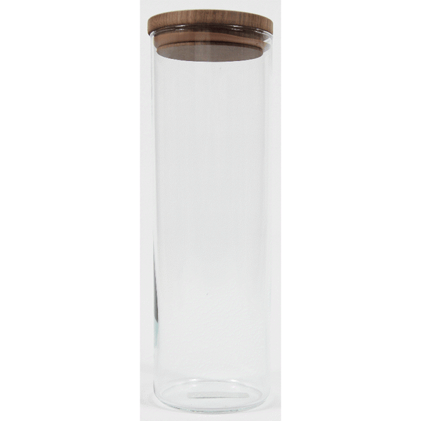 Opbevaringsglas med Trælåg i Valnød - Stor